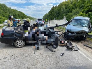 В Башкирии три человека погибли в лобовом столкновении