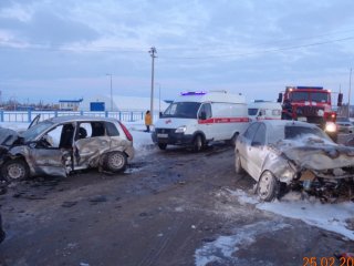 В Башкирии в результате аварии загорелась машина 