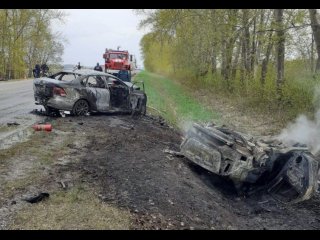 В Башкирии в ДТП с загоревшимися автомобилями погибли два человека