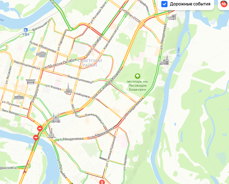 Карта уфы пробки онлайн