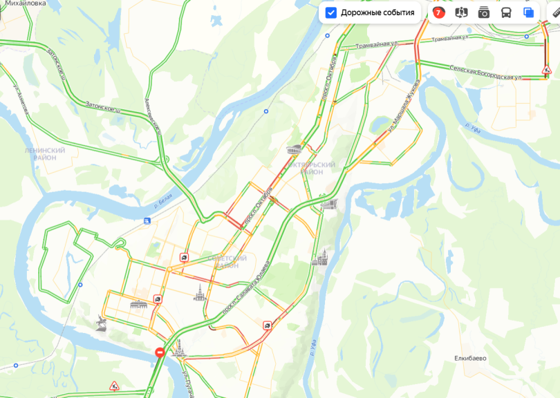 Карта уфы пробки онлайн