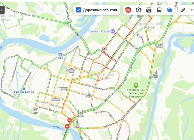 Карта уфы пробки онлайн