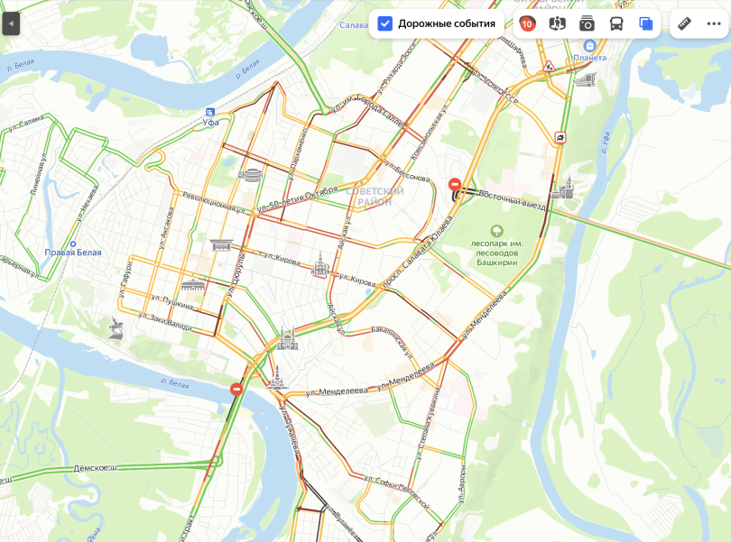 Уфа встала в 10-балльных пробках Уфа встала в 10-балльных пробках