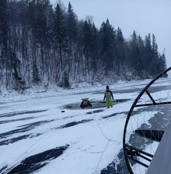 На водохранилище в Башкирии под лед провалился снегоход с водителем На водохранилище в Башкирии под лед провалился снегоход с водителем