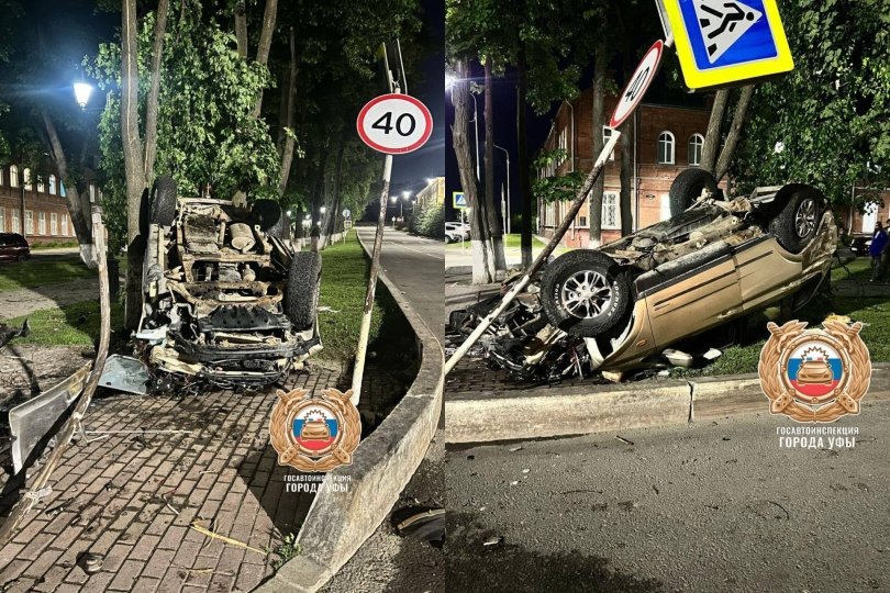 В центре Уфы иномарка опрокинулась на крышу В центре Уфы иномарка опрокинулась на крышу