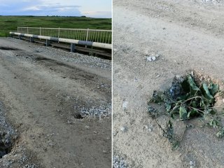 В Башкирии ямы на мосту залатали травой