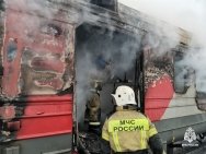 В Уфе на ж/д станции сгорел вагон поезда