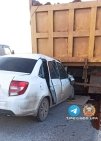 В Уфе 38-летнюю женщину госпитализировали после ДТП с участием самосвала