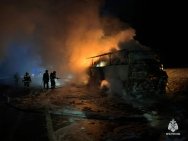 В Башкирии на трассе загорелся автобус с 9 пассажирами