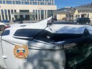 В Уфе Toyota опрокинулась на бок после столкновения с иномаркой