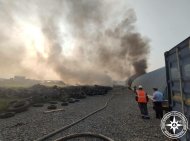 Под Уфой произошел пожар на складе резиновой крошки