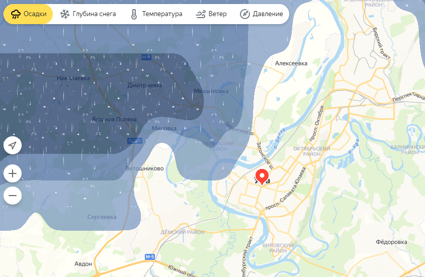 Дождь уфа сегодня карта